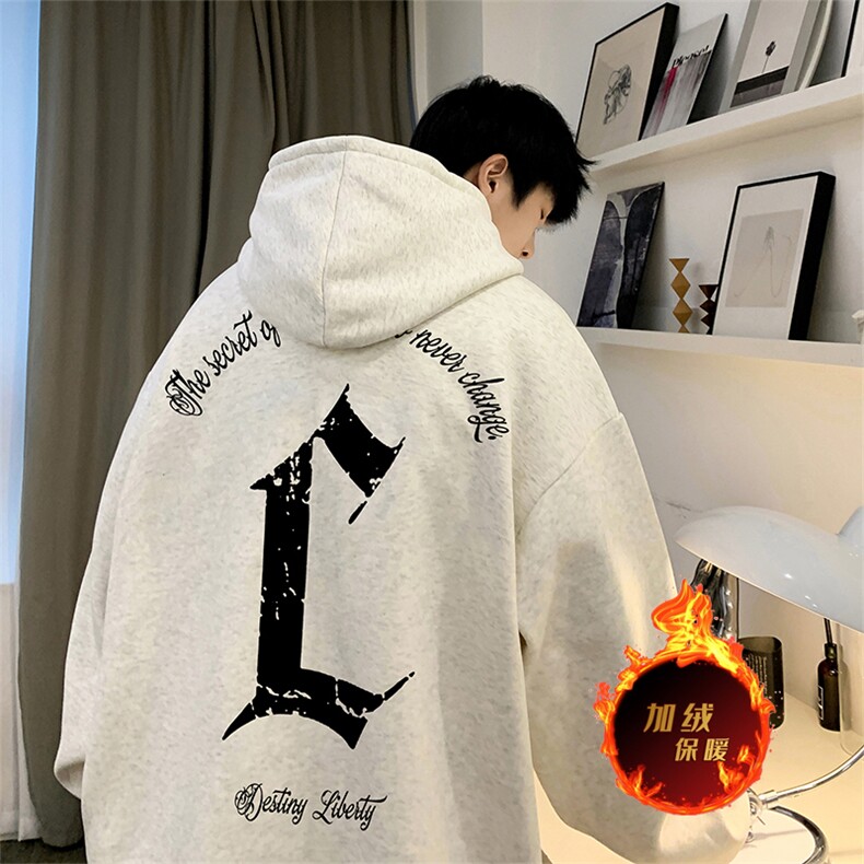 直播品质500克重磅秋冬美式加绒加厚卫衣外套H1369常规P35加绒P40,男装卫衣,电商A486