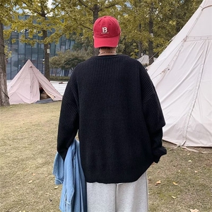 美式街头设计感圆领毛衣男慵懒风休闲针织衫M9972P42图片
