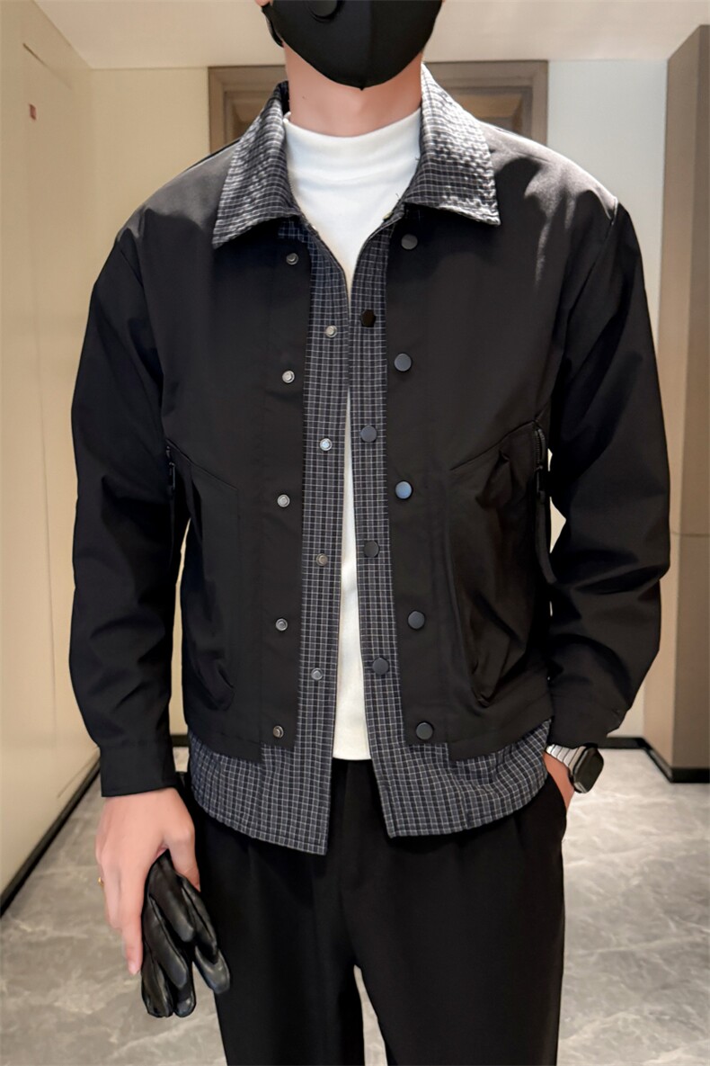 B216JK8206P1002025秋装新款男士假两件夹克外套,男装夹克,电商B216（原B302）
