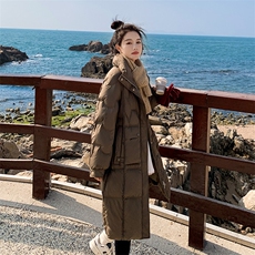 立领羽绒服女中长款2023年冬季新款经典时尚气质百搭连帽保暖外套，女装羽绒服，辉之琳