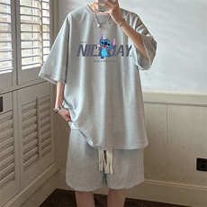 华夫格套装运动短袖t恤套装休闲两件套一套HZ84173-P44，男装T恤，电商A040