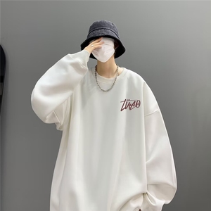 350g潮牌圆领宽松情侣长袖打底衫上衣服束口T恤卫衣Y62-P38网图图片