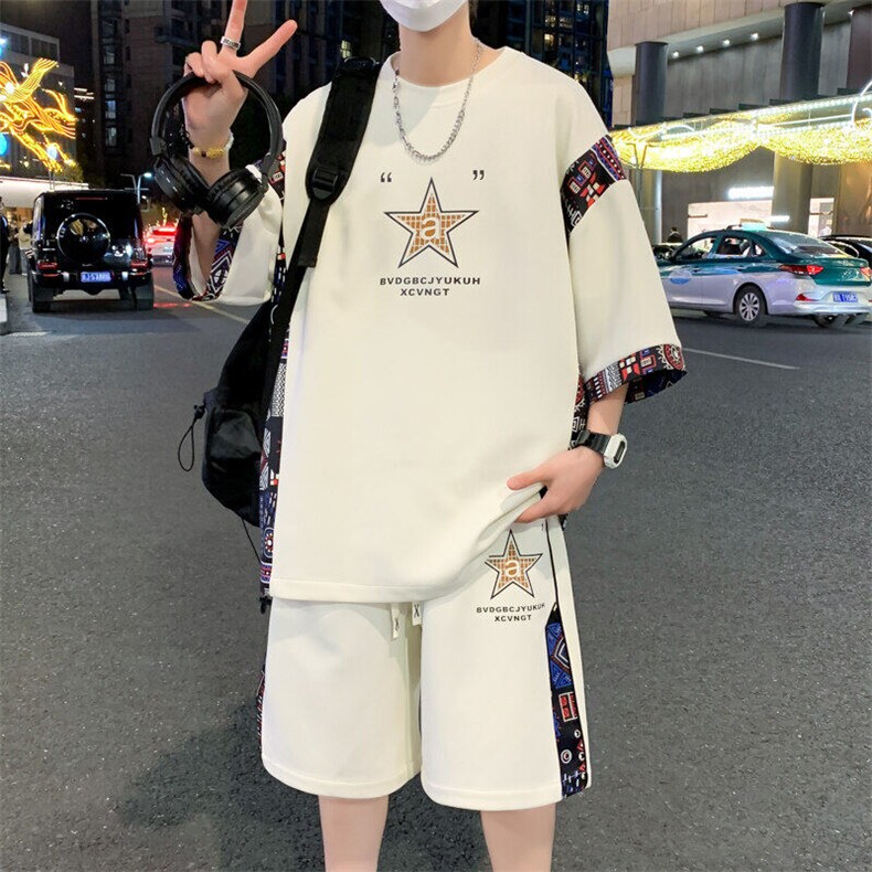 2025新款青少年休闲短袖套装面料超好大货以备,男装休闲套装,星座1206（原A206）