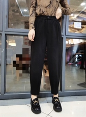 呢料休闲裤百搭M一XXL，女装休闲裤，简 影