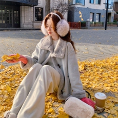 有货雾霾蓝水貂毛皮毛一体2C090-9008-P205-K308，女装短外套，2C090