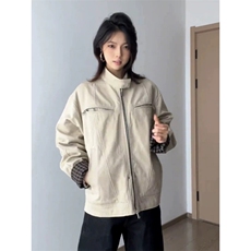 W11033-P85网图现货春季新款工装夹克飞行员外套翻领假两件外套，男装夹克，星座1608