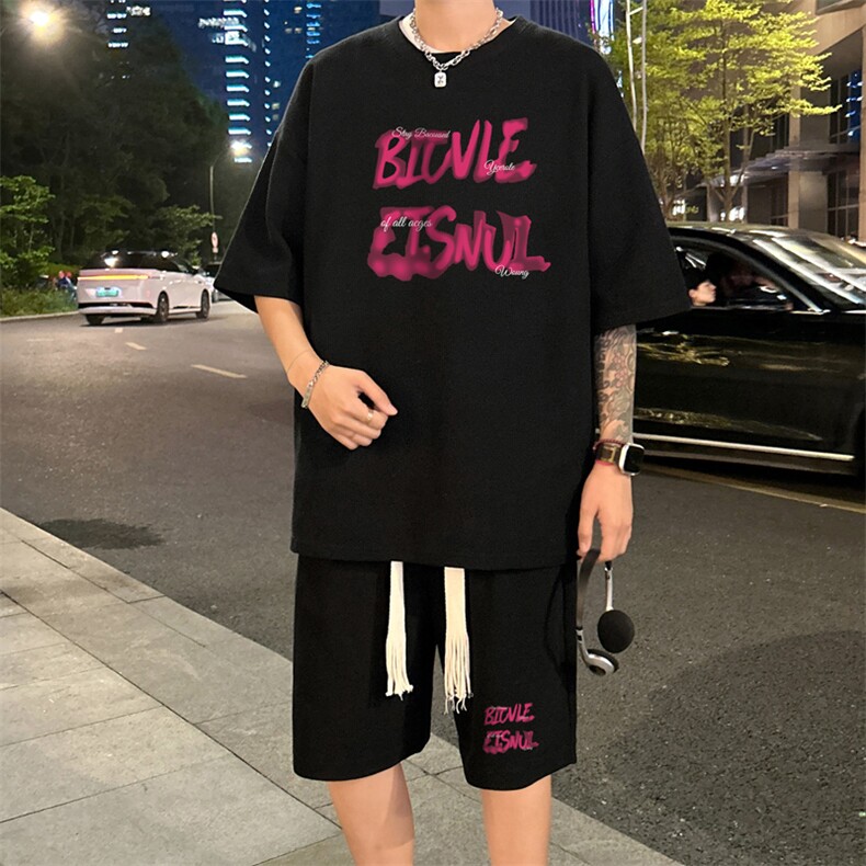 套装！华夫格套装短袖T恤短裤男TZ218-特P38,男装牛仔裤,电商B367