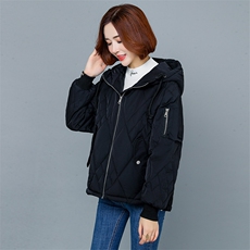 短款宽松百搭舒适长袖2020冬季新款纯色棉衣，女装棉衣/棉服，独衣靓
