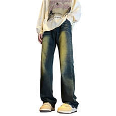 美式ins高街hiphop微喇重工艺水洗复古蓝牛仔裤货号K2322-1P60，男装牛仔裤，电商A063