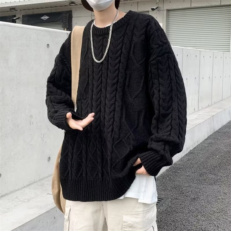 麻花毛衣男冬季新款日系复古休闲针织衫百搭宽松线衣外套7118/P50,男装针织衫/毛衣,星座506