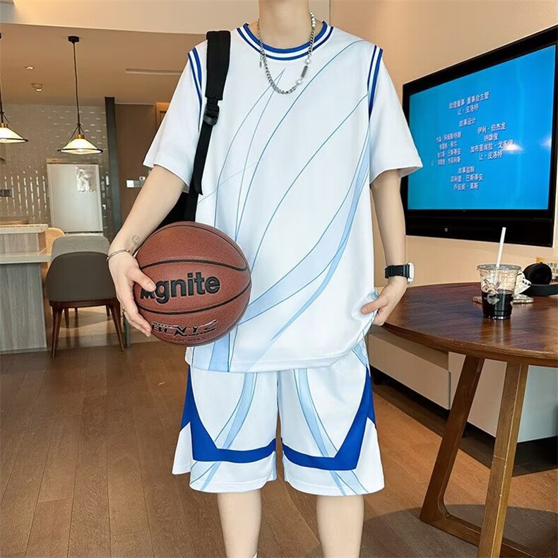 夏季短袖t恤男孩大童青少年篮球服初高中学生速干比赛运动服套装,男装T恤,星座1210-1