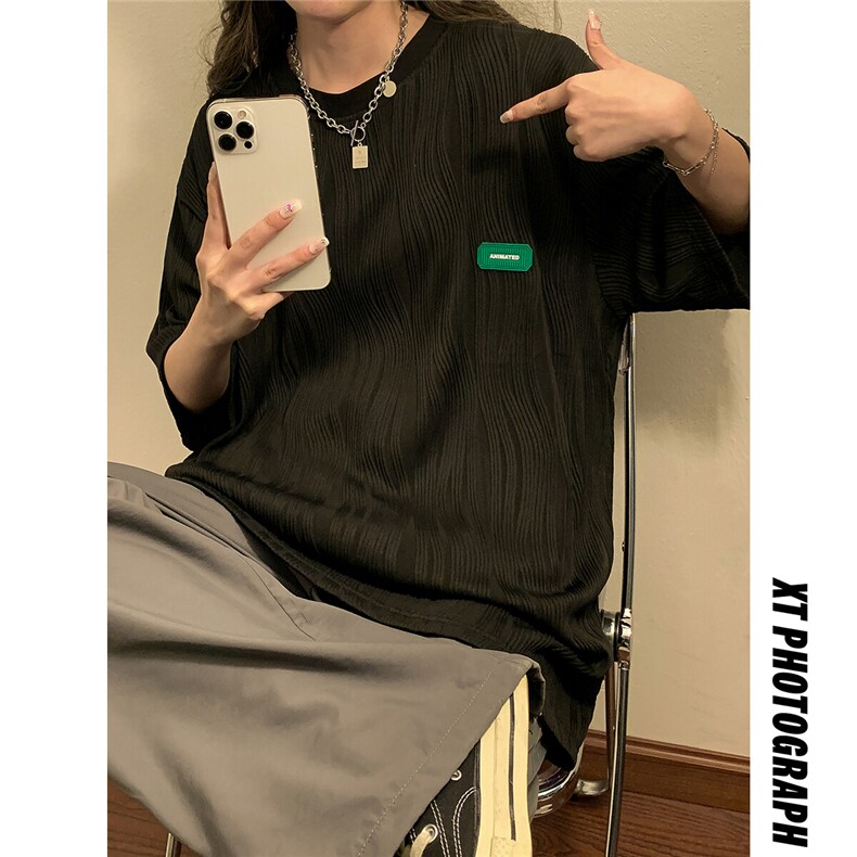 1中性风弧形设计短袖T恤男大码情侣男士短袖T恤男DT8765P30控49,男装T恤,星座226-2