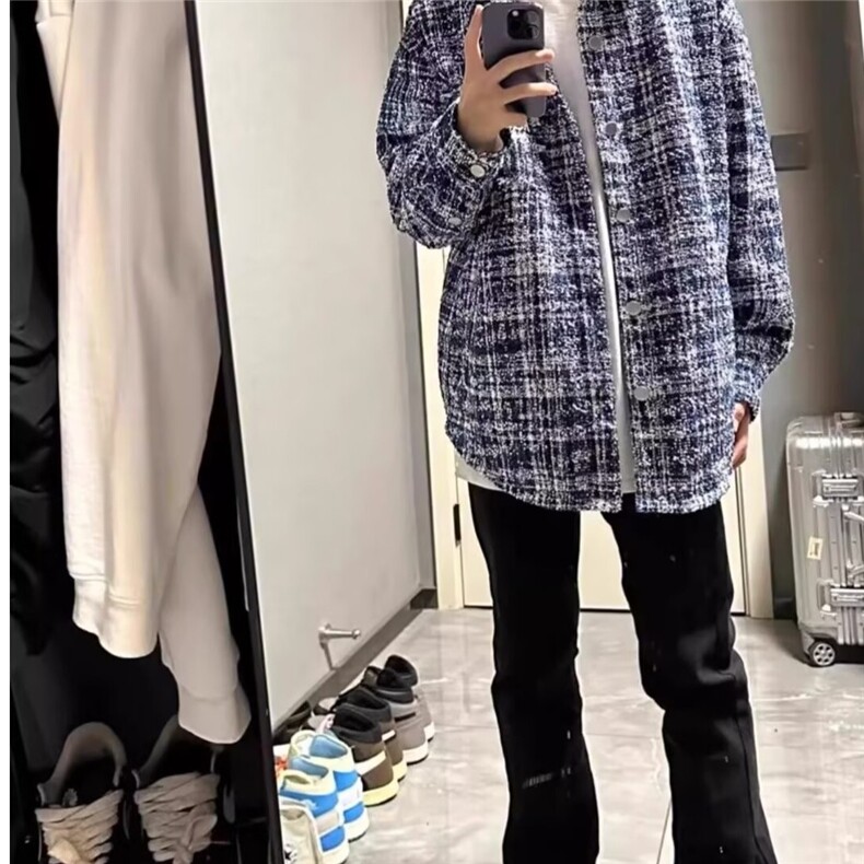 【有货】DWT80-P60粗花呢小香风衬衫男高级感秋季潮牌千鸟格外套,男装夹克,星座603-2