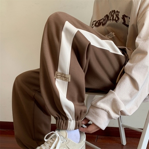 秋季休闲裤男宽松束脚裤拼色卫裤K7721-P50加绒P60控68加绒控78,垂顺面料的外套怎么搭配图片
