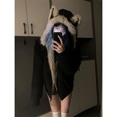 现货重磅硬挺boxy羽绒棉衣座山雕猫耳大毛毛领麂皮棉服冬外套，男装棉衣，电商A486