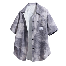 得物立体夏季新款短袖衬衣宽松休闲韩版外套半袖A436-T15-P45，男装衬衫，电商A436