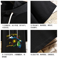LD54219-P45连帽短袖t恤男大码胖子带帽五分袖中袖砖墙挂拍，男装T恤，电商A040A