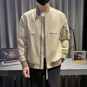 新款社会小伙秋装男时尚工装夹克男店主外套JK801-P78控128灰色
