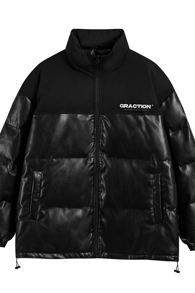 白底新款冬季时尚百搭宽松字母印花PU棉服外套MY401P115控158,男装棉衣,电商A247-1