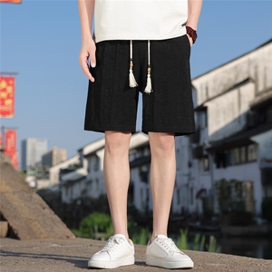 夏季棉麻男士风休闲裤短裤男装五分男装复古A266-1-KZ883-P40图片