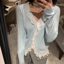 现货蕾丝拼接小开衫小女人味，其它，XTZ style