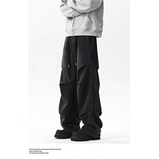 1014-1-KA61休闲裤男韩版潮流百搭裤子夏季薄款坠感阔腿拖地长裤，男装休闲裤，星座1014-1