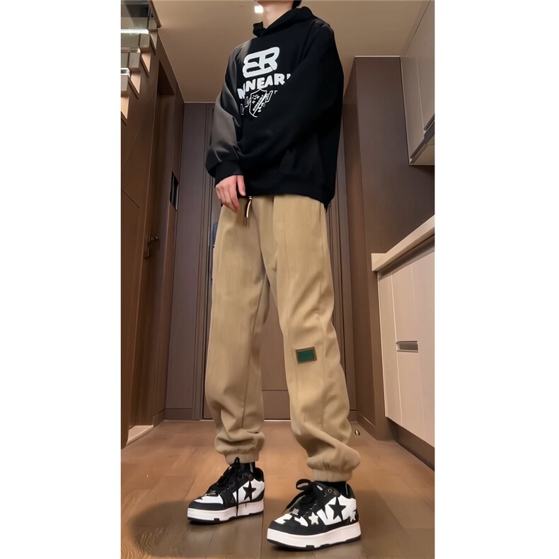 冬款美拉德重磅加厚北极绒保暖束脚裤男士加绒休闲裤K6692-P55,男装棉衣,电商A006