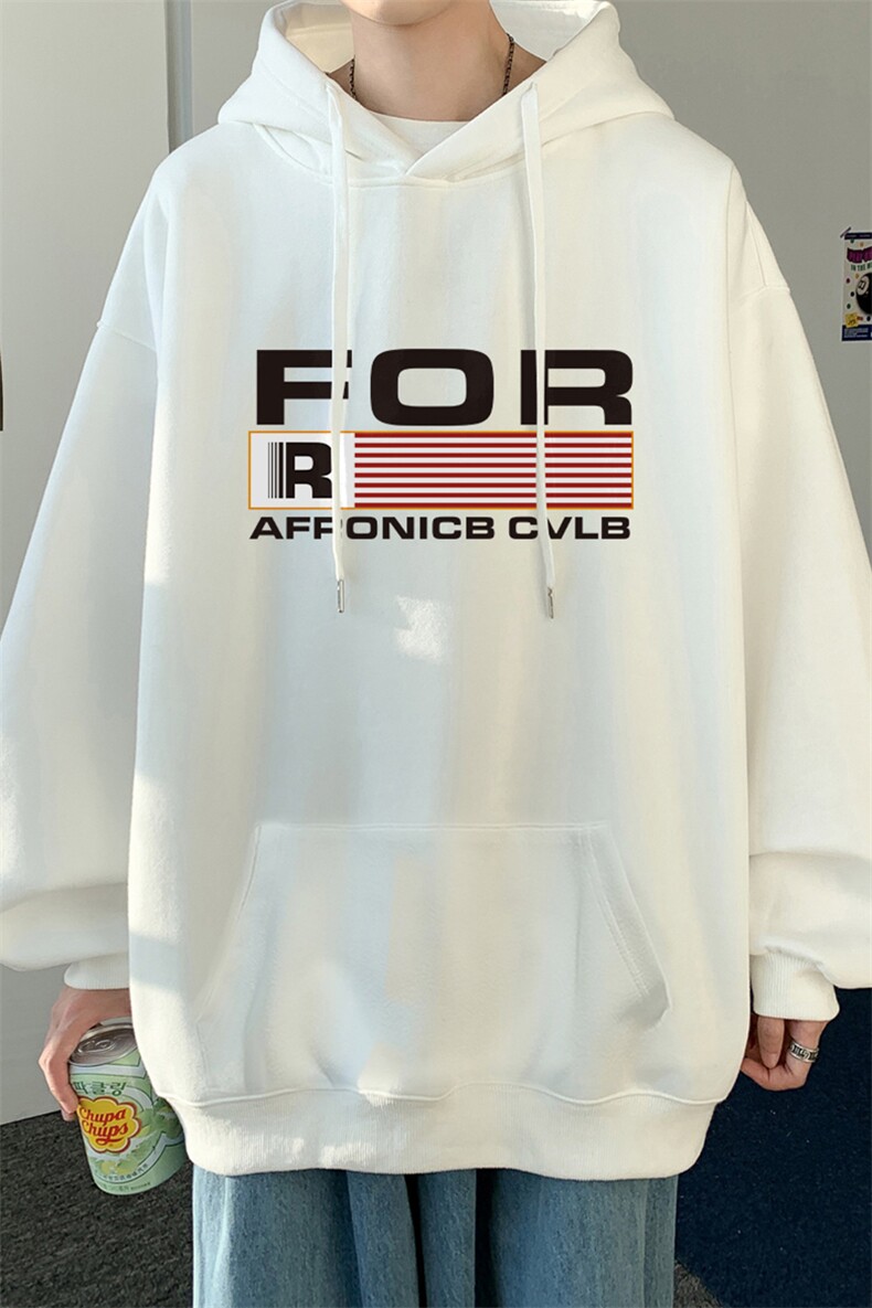！秋季重磅宽松大码港风FOR英文印花连帽卫衣LW124-特p35,男装卫衣,星座508（原C305）