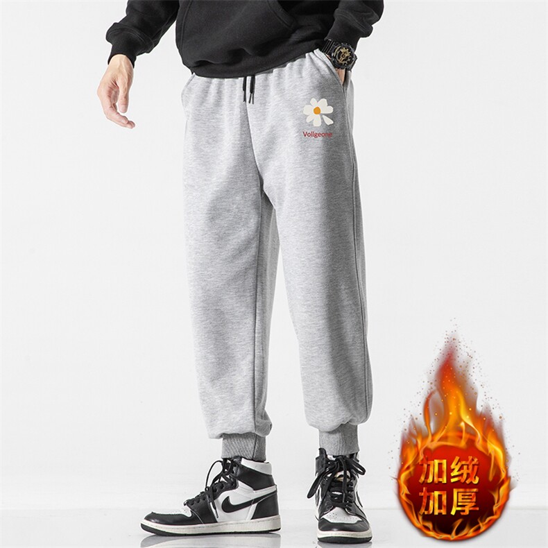 K12059-P40加绒P50束脚纯棉运动裤男士休闲裤大码宽松卫裤男,男装休闲裤,电商A040A