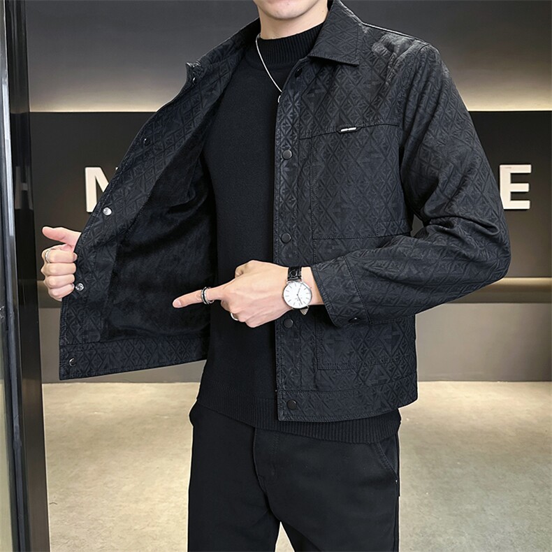 加绒皮衣外套男秋冬季2025新款加厚款机车皮夹克A313-K9931-P155,男装夹克,电商A313