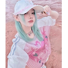 美式复古v领短袖女夏季卡通少女印花运动t恤球衣风宽松休闲上衣潮，男装T恤，星座1210-1