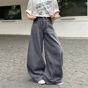高级深灰美式廓形弯刀牛仔裤女2026夏季宽松阔腿工装裤YD9013-P65图片