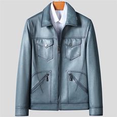L21031秋冬2021海宁男式头层绵羊皮皮衣男翻领修身皮夹克P680，男装皮衣，电商B360