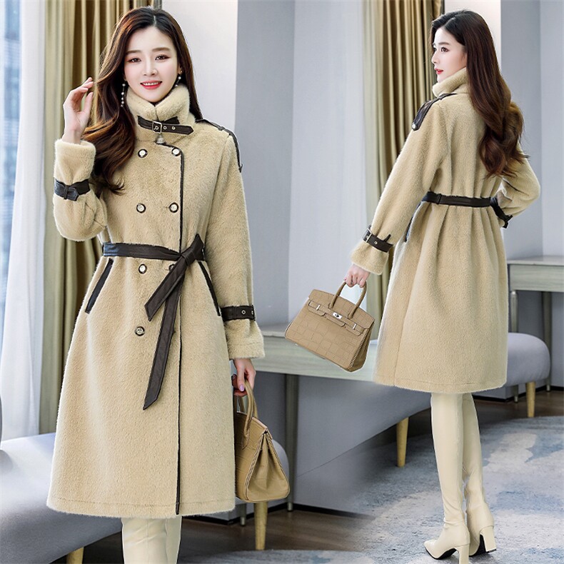 2022冬季新款时尚潮流优雅气质中长款舒适保暖欧貂绒毛衣，女装皮草，时尚俏佳人