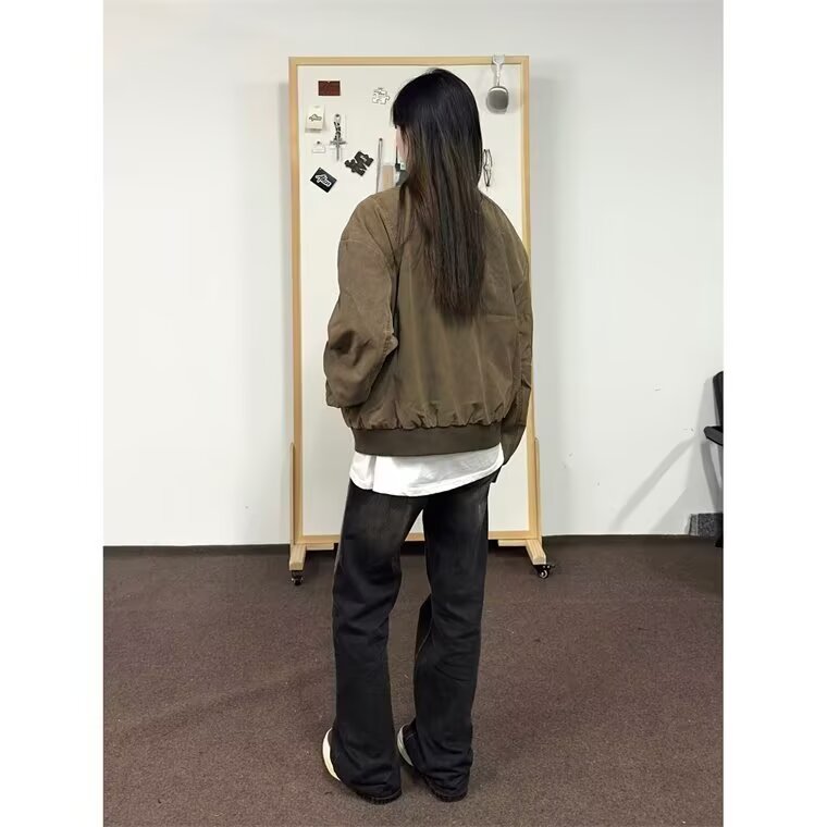 890-P64美式复古cleanfit工装夹克男女秋冬季休闲宽松做旧,男装T恤,电商B323A