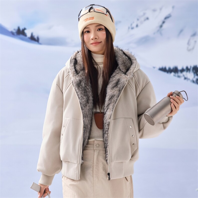 美式复古座山雕毛领连帽羽绒服男短款情侣外套 XZ309 Y95719 P210图片