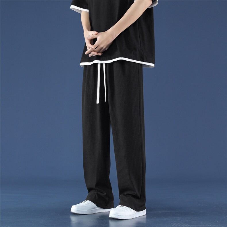 夏款全包边拖地裤休闲裤子男冰丝裤抖音品质潮夏季1108-特批35,男装休闲裤,星座718-1