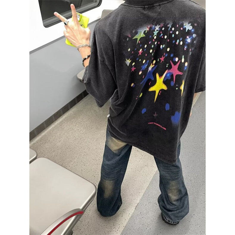 DG926-P50美式复古阔腿牛仔裤男夏季破洞设计感直筒裤-网图现货,男装牛仔裤,星座603-2