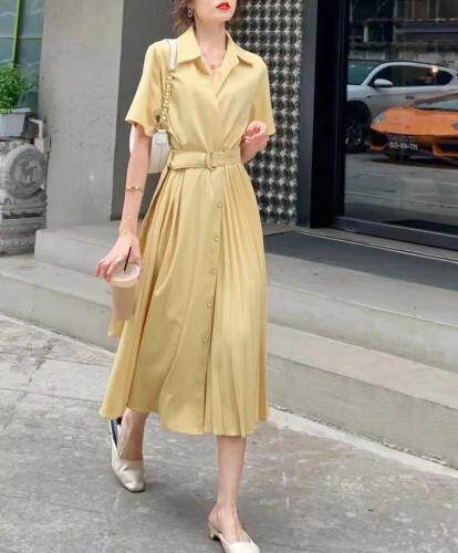 夏季气质收腰翻领衬衫裙，女装衬衫，东方名裳