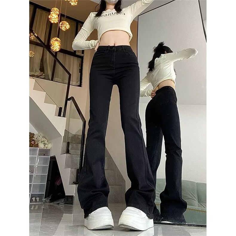 大码牛仔裤女款美式高街喇叭裤显高显瘦修身马蹄长裤子NF8936-P48,男装牛仔裤,星座302B-2