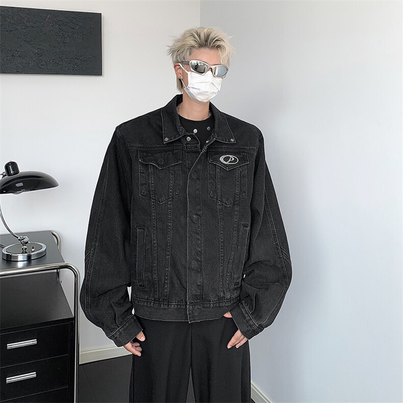 秋款男牛仔破洞夹克铁环垫肩渐变色宽松休闲外套JK8930P70,男装夹克,星座1013-1