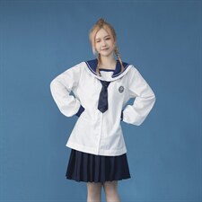 中性女类C316 CS678 P65JKDK水手服制服宽松班服情侣装男女款拼接图片
