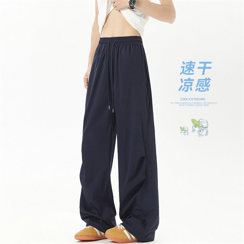冰丝褶皱休闲裤 5X1033-TP3558 设计感工装长裤透气运动裤男图片