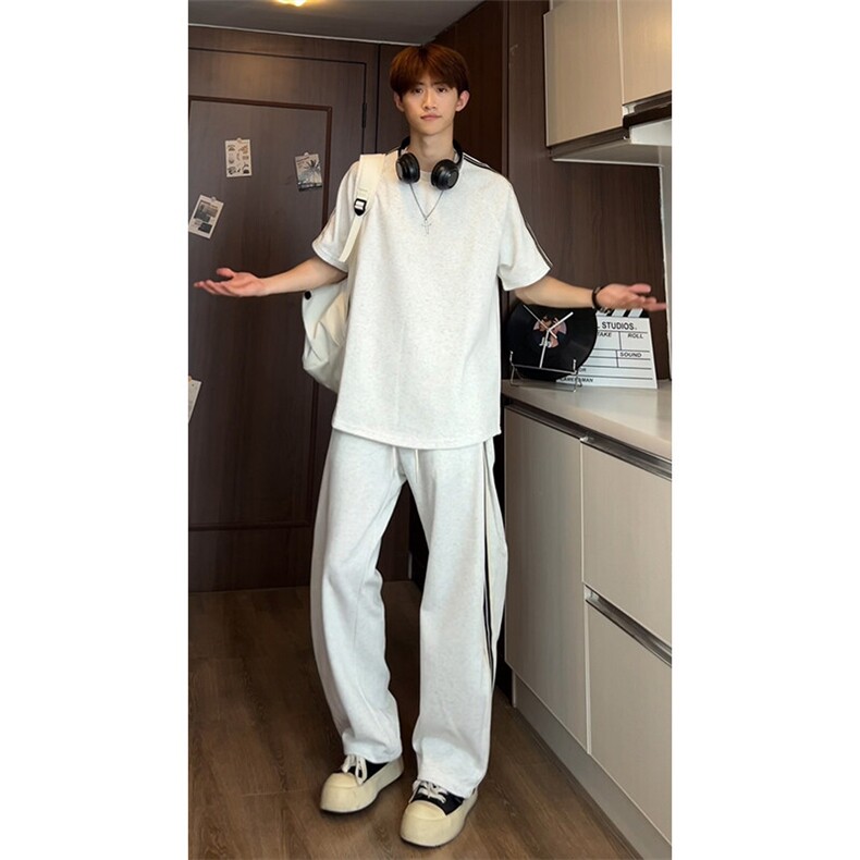 夏季纯色运动休闲套装T3666上衣特批P29控58-K8623裤子特批36控69，男装休闲套装，电商A007