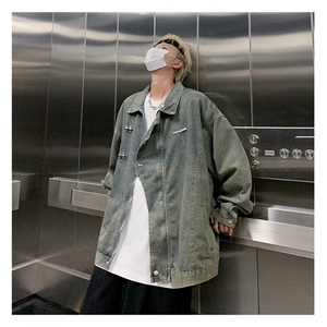 金属扣牛仔外套男2026秋季新款美式复古水洗痞帅牛仔夹克2218-P80图片