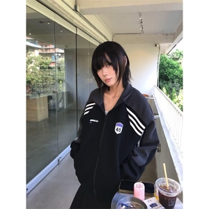 新款原宿简约原版370克拼接插肩袖立领卫衣日系时尚潮流文艺慵懒图片
