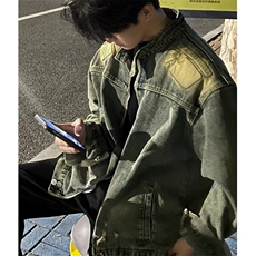 廓形破洞牛仔外套男秋冬季宽松立领做旧上衣复古工装夹克JKZ05，男装夹克，星座1116A（原606A-3）