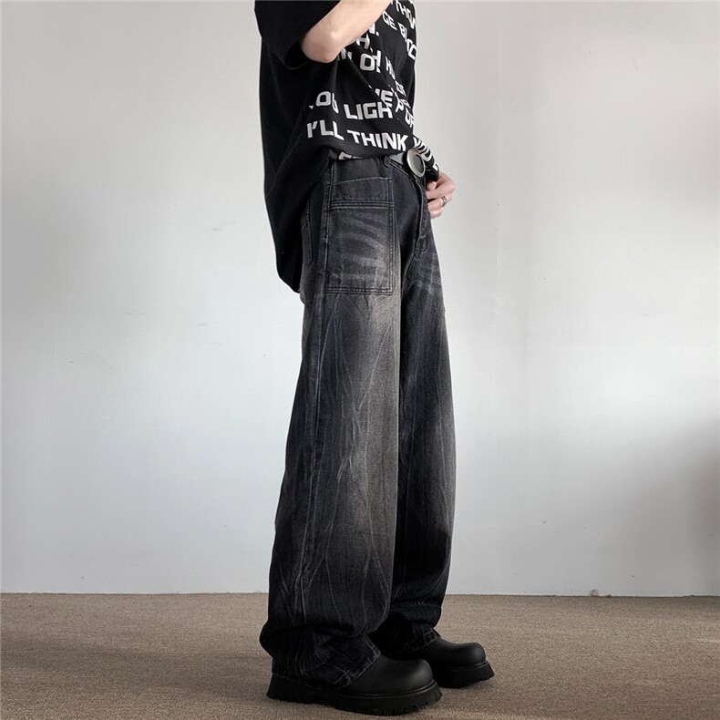 xz905-2-Z023##P65-（控98）扎花工艺高街美式水洗牛仔裤,男装牛仔裤,星座905-2