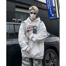 潮民族风刺绣卫衣男女春秋季美式高街重磅连帽衫外套EG130/P55，男装卫衣，星座506
