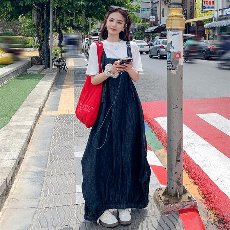 超好看牛仔背带连衣裙女2025春夏季新款韩系设计感小众宽松,女装连衣裙,2C216
